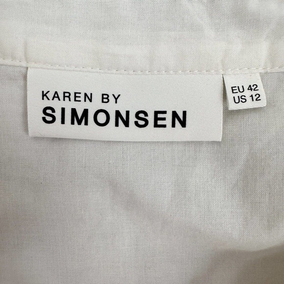 KAREN by Simonsen Ruffle Balloon Sleeve White Peasant Long Shirt Top Size 12 - Picture 12 of 16